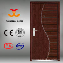 Porta de madeira de entrada de madeira de aço principal exterior ISO9001